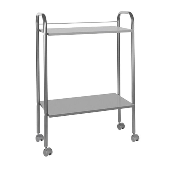 Metal and wood trolley table: Two heights in grey